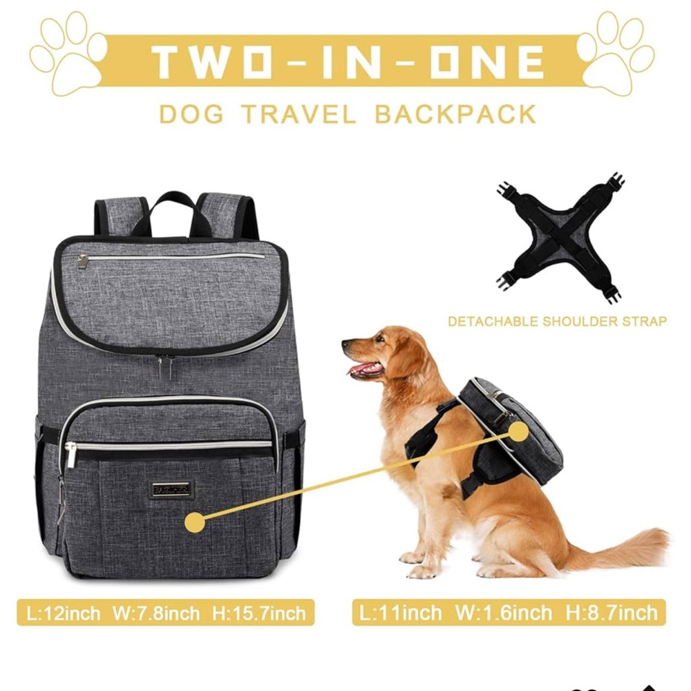 EUC! Two-in-One Dog Travel Backpack - Gray - Picture 2 of 12